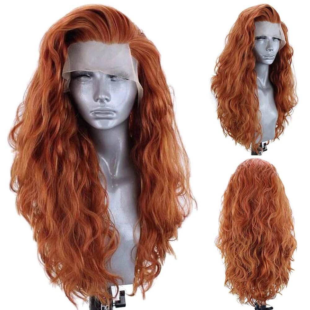 13x4 Ginger Long Wavy Lace Front Wig | Heat Friendly Synthetic, 150%