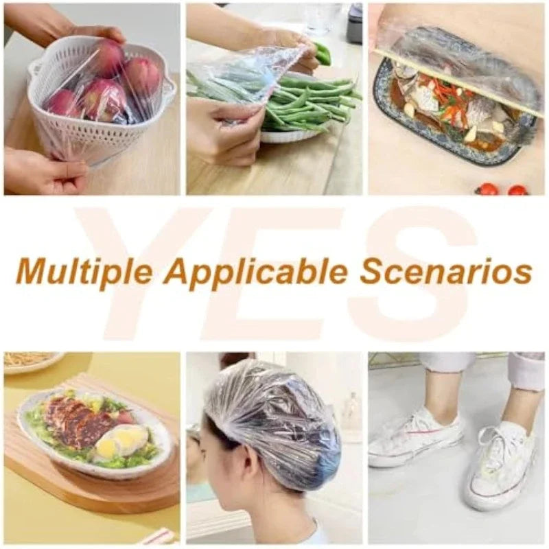 1000Pcs Plastic Wrap for Food Cover Bags for Covering Food Disposable Food Container Reusable Stretch Plastic Lid for Container