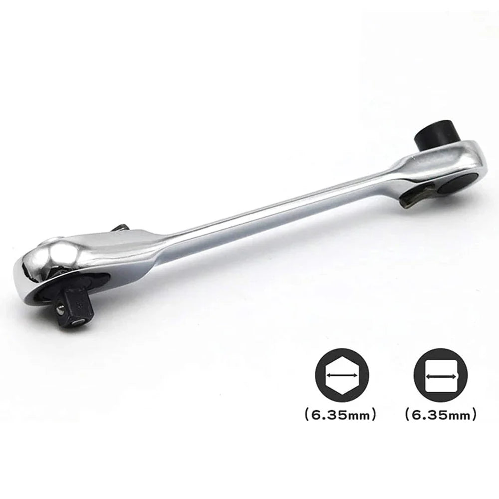 Mini Double Headed Ratchet Wrench 1/4 Inch Drive Socket Screwdriver Bit Driver Quick Release Ratchet Wrench Hand Tools
