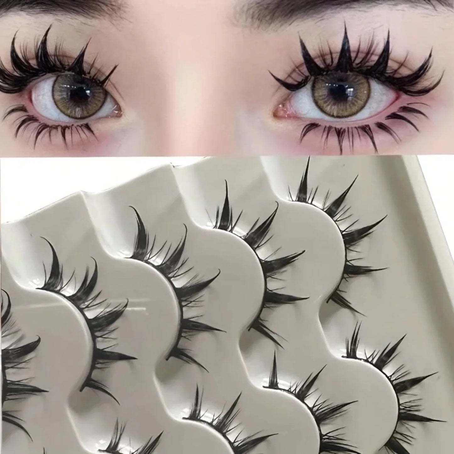 Anime-Inspired False Eyelashes 5 Pairs Comic Eye Cos Faux Lashes Demon Style Volumizing Lengthening
