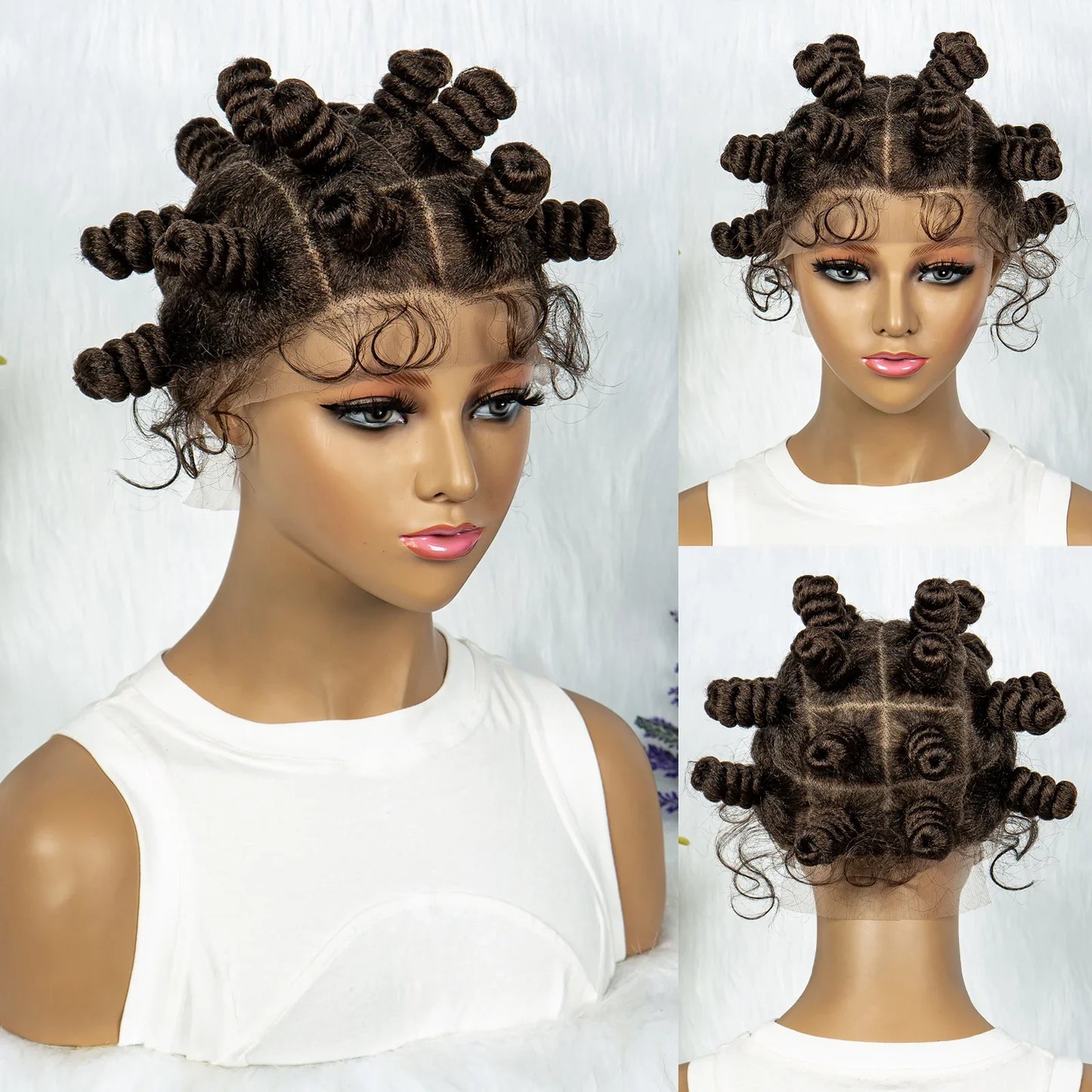 Knotless Braids Wig with Twist Buns | Full Lace African Braiding Hair