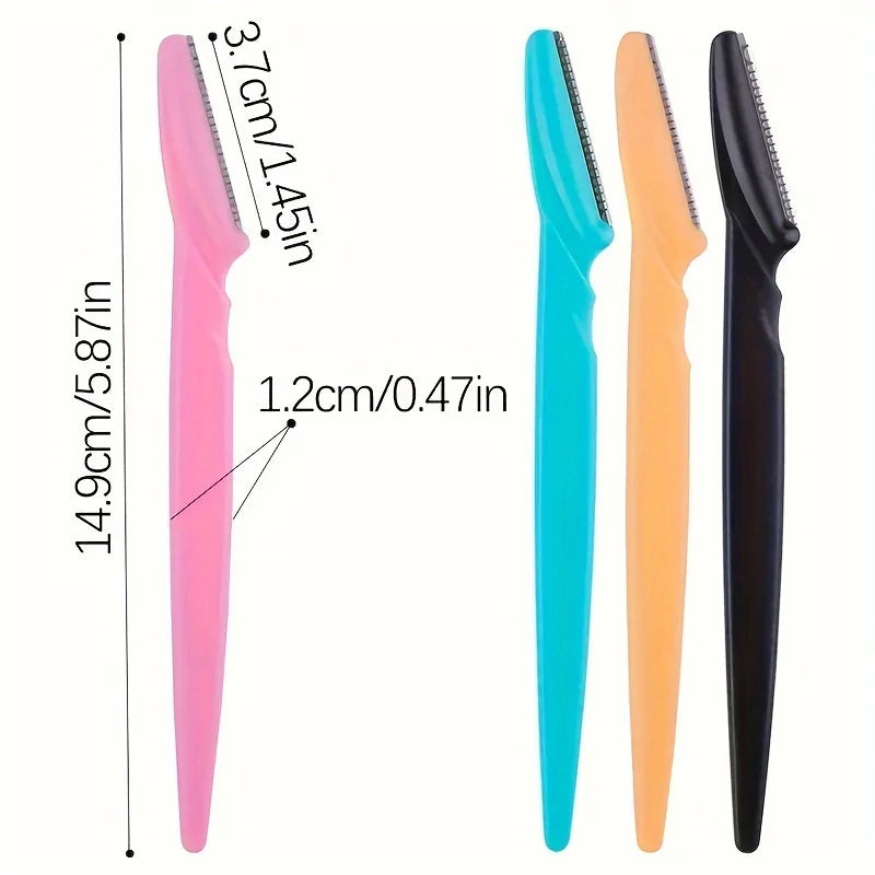 3Pcs Women Eyebrow Razor Stainless Steel Curved Blade Portable Household Facial Grooming Accessory