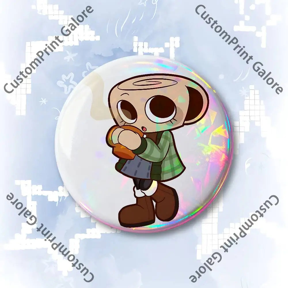 Cute Funny S-Shelly W-Wold Customizable Badge Tinplate Brooch Laser Film Lapel Pin for Decoration Party Small Gifts
