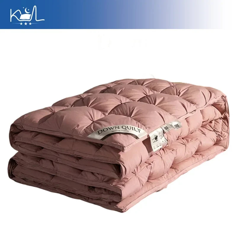 3D Luxury Quilted 100% Premium Goose Down Comforter King Queen Full Size Winter Thick Solid Color Duvet