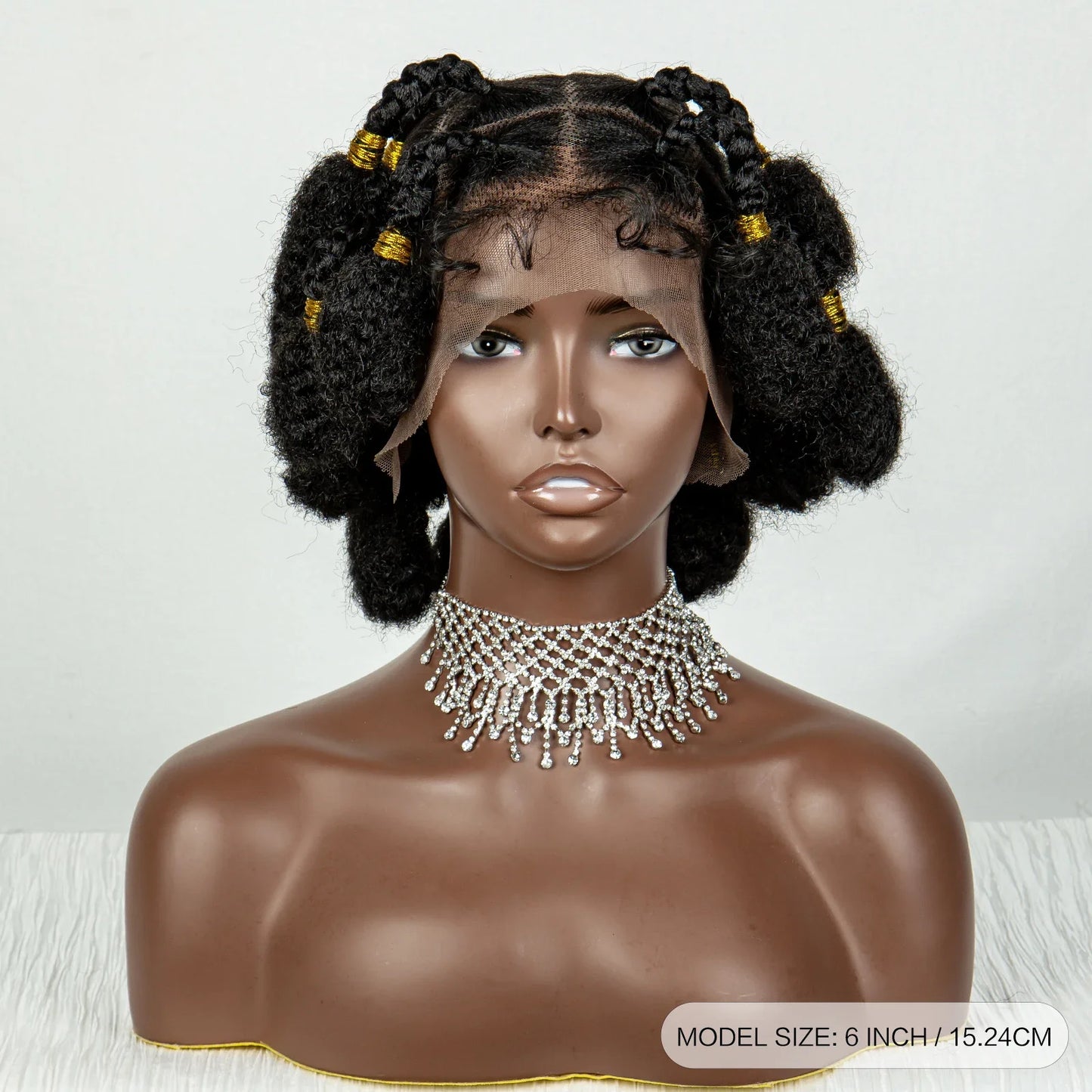 Handmade Bantu Knots Braided Wig | Short Knotless Braids | Full Lace Wig with Baby Hair | Synthetic Braiding Wig for Black Women