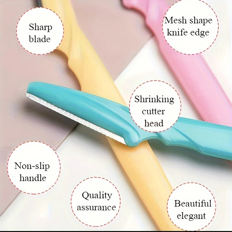 3Pcs Women Eyebrow Razor Stainless Steel Curved Blade Portable Household Facial Grooming Accessory
