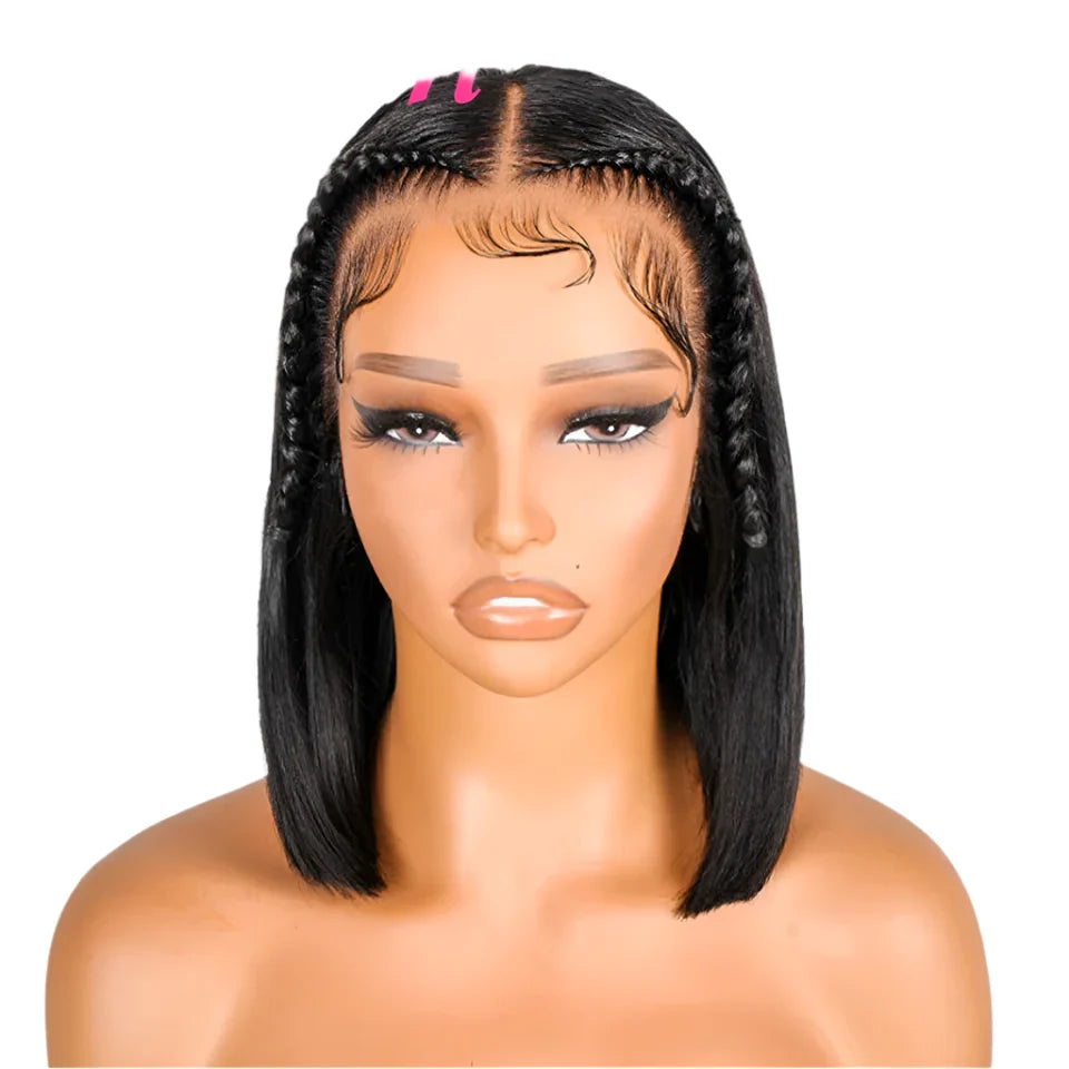Pre-Styled Braided Bob Wig | 13x4 Lace Front | Remy Hair | Pre-Cut Lace