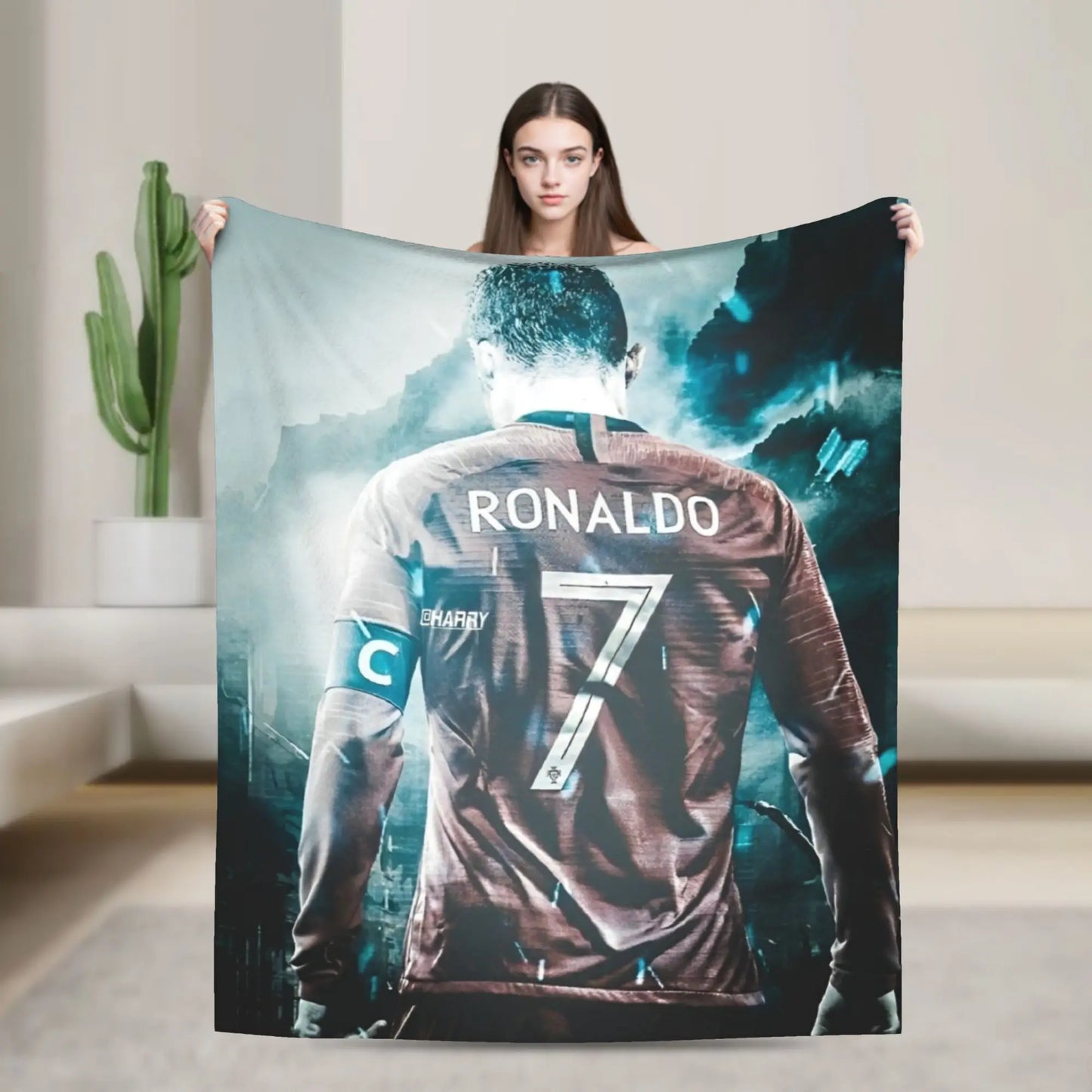 CR7  Football Soccer Blanket Ronaldos Flannel Funny Warm Throw Blanket for Bedding Lounge Decoration