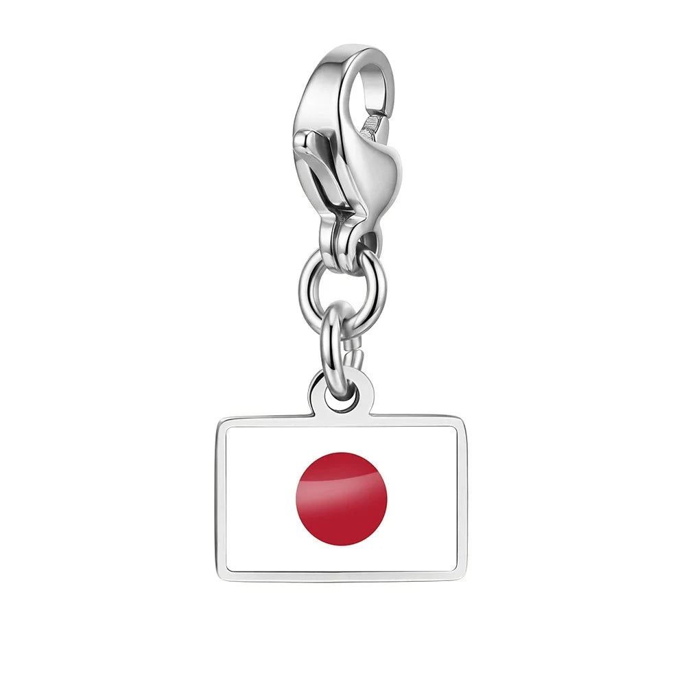 10mm Country Flag Charms Pendant Necklace Bracelet Keychain Bagchain Stainless Steel  Jewelry A Commemorative Gift For A Friend