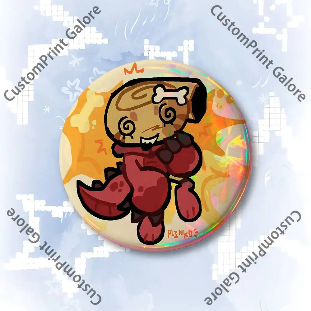 Cute Funny S-Shelly W-Wold Customizable Badge Tinplate Brooch Laser Film Lapel Pin for Decoration Party Small Gifts