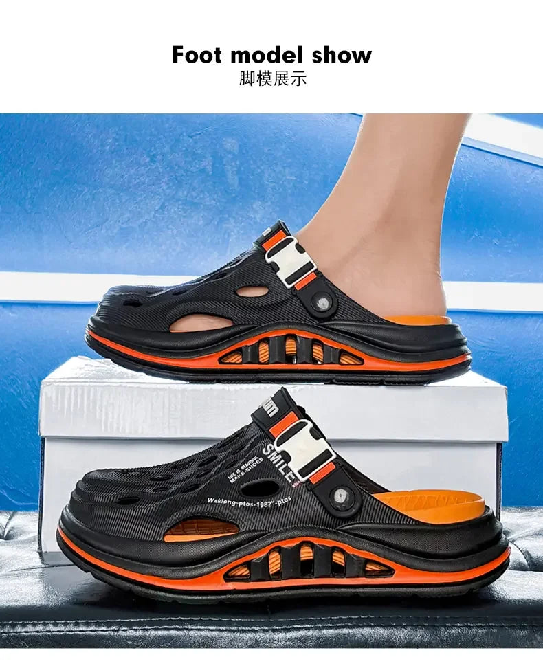 2026 New Men's Holes oes Summer Thi Bot Anti-Slip Driving Beach Slippers Spor Casual EVA Injection Moulding Footwear