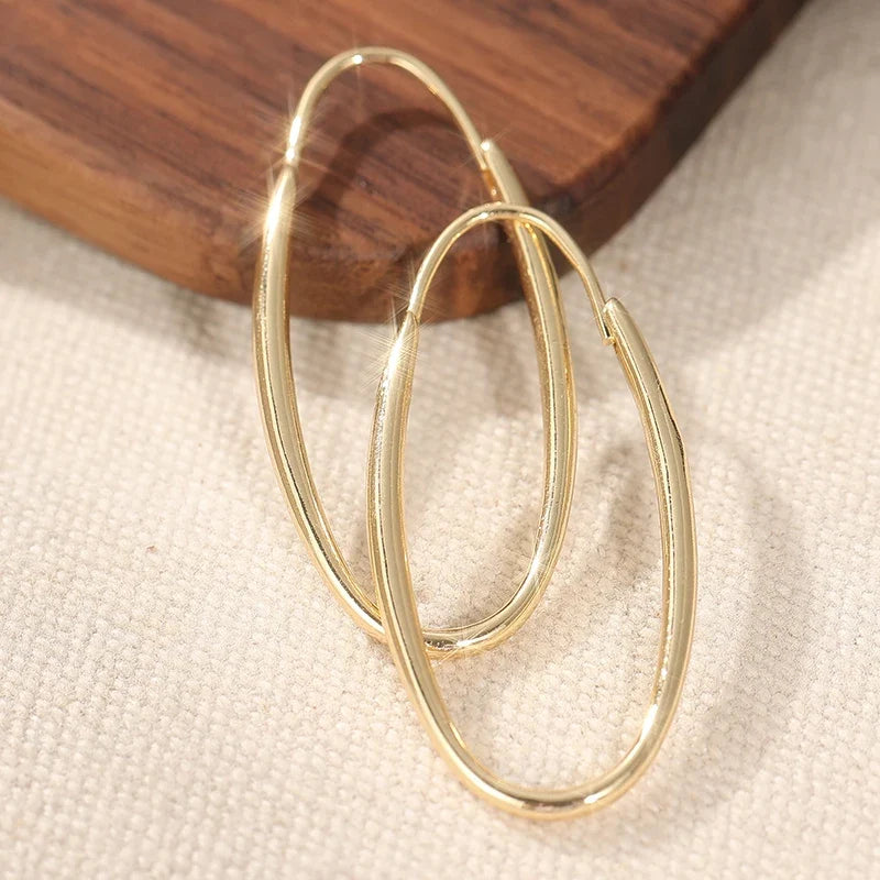 Minimalist Gold Color Dangle Women's Earrings Geometric Oval Party Daily Wear