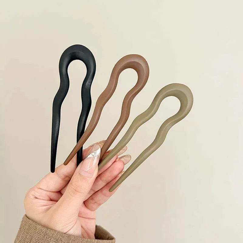 6Pcs  Women Girls Daily Hair Accessories Matte Geometric U-shaped Hair Fork Sticks Fashion Minimalist Updo Headwear