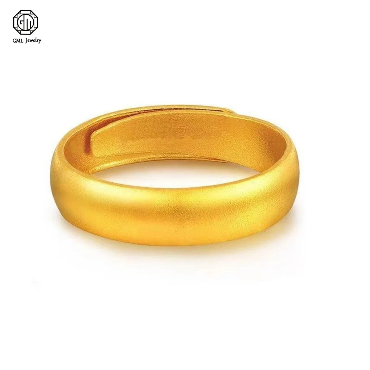 Sand Gold Adjustable Ring Matte Wide Band Openable Fade Resistant Unisex Couple Jewelry Solid Minimalist Gift