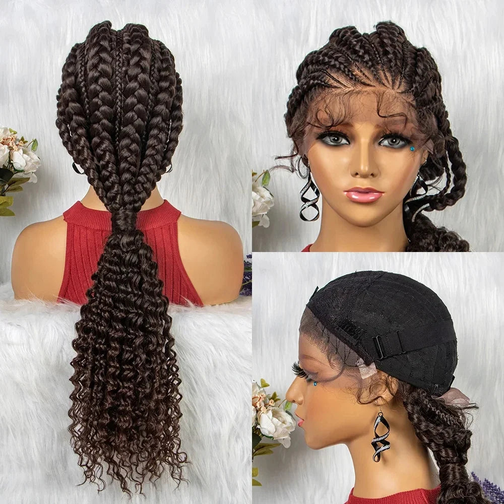 Braided Ponytail Wig | Kinky Curly Lace Front with Baby Hair