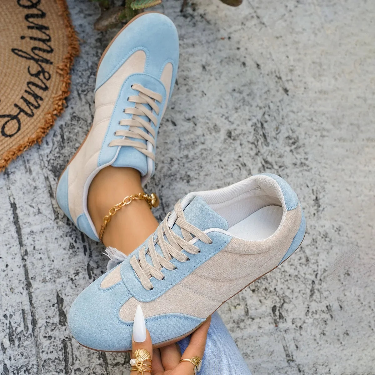 Women's Casual Flat-soled Non-slip Wear-resistant Sport Shoes Spring Autumn Round-toe Soft and Comfortable Women Single Shoes