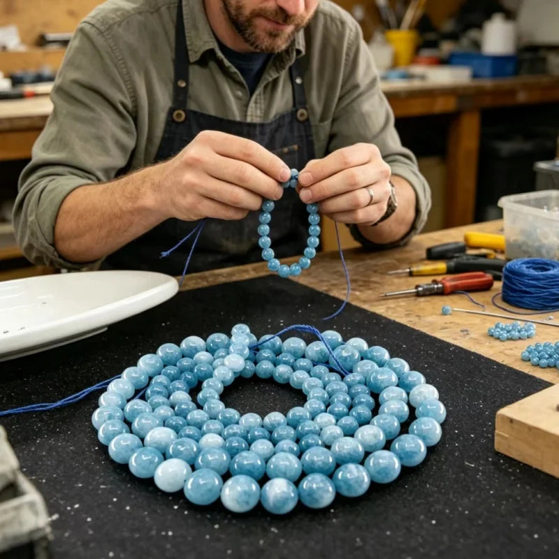 Natural Aquamarines Stone Beads Blue Round Gemstone Bead for DIY Bracelet Necklace Charms Jewelry Making Beaded Accessories