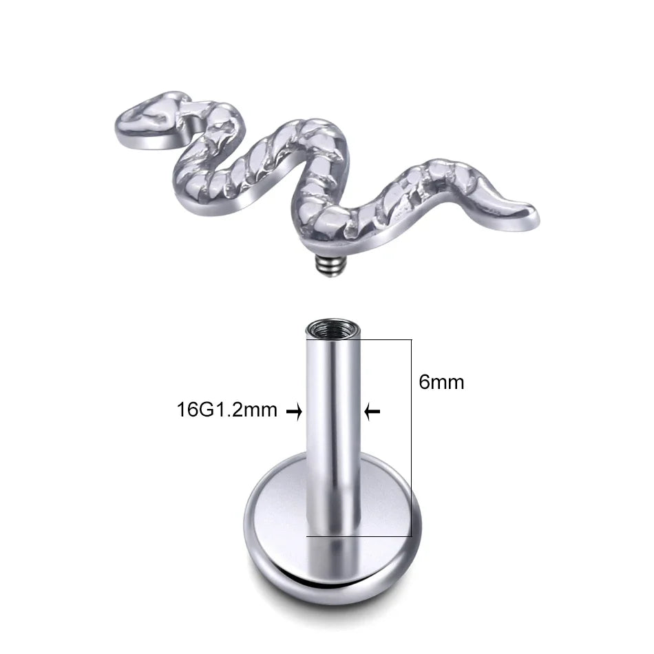 1Pc G23 Titanium Cartilage Stud Earrings for Women Lip Stud Labret Piercing Helix Daith Piercing Body Jewelry