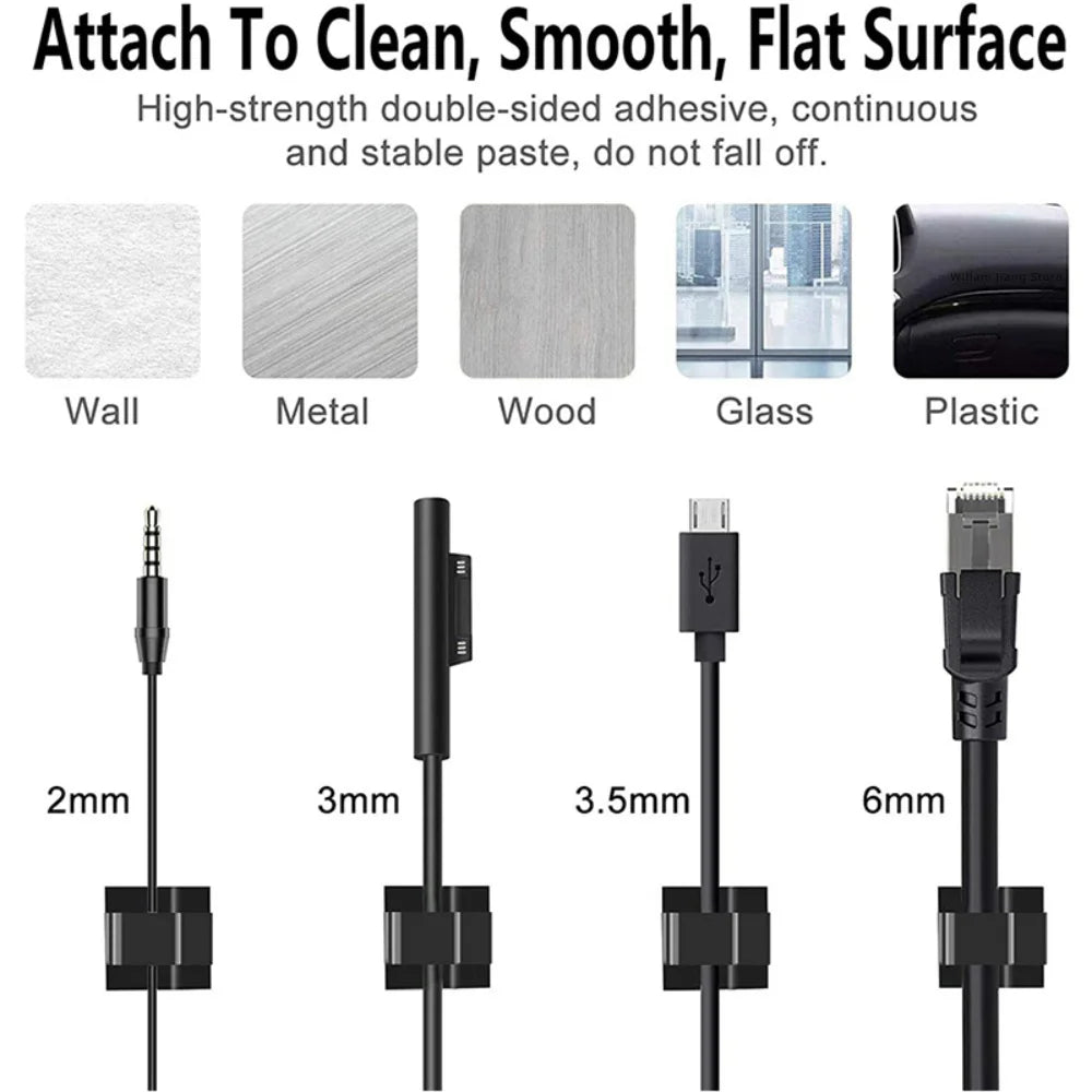 50Pcs Self-Adhesive Cable Clip Wire Protector Fixer Holder Desktop Tidy Management Wire Organizer For Mouse Headset Wire Storage