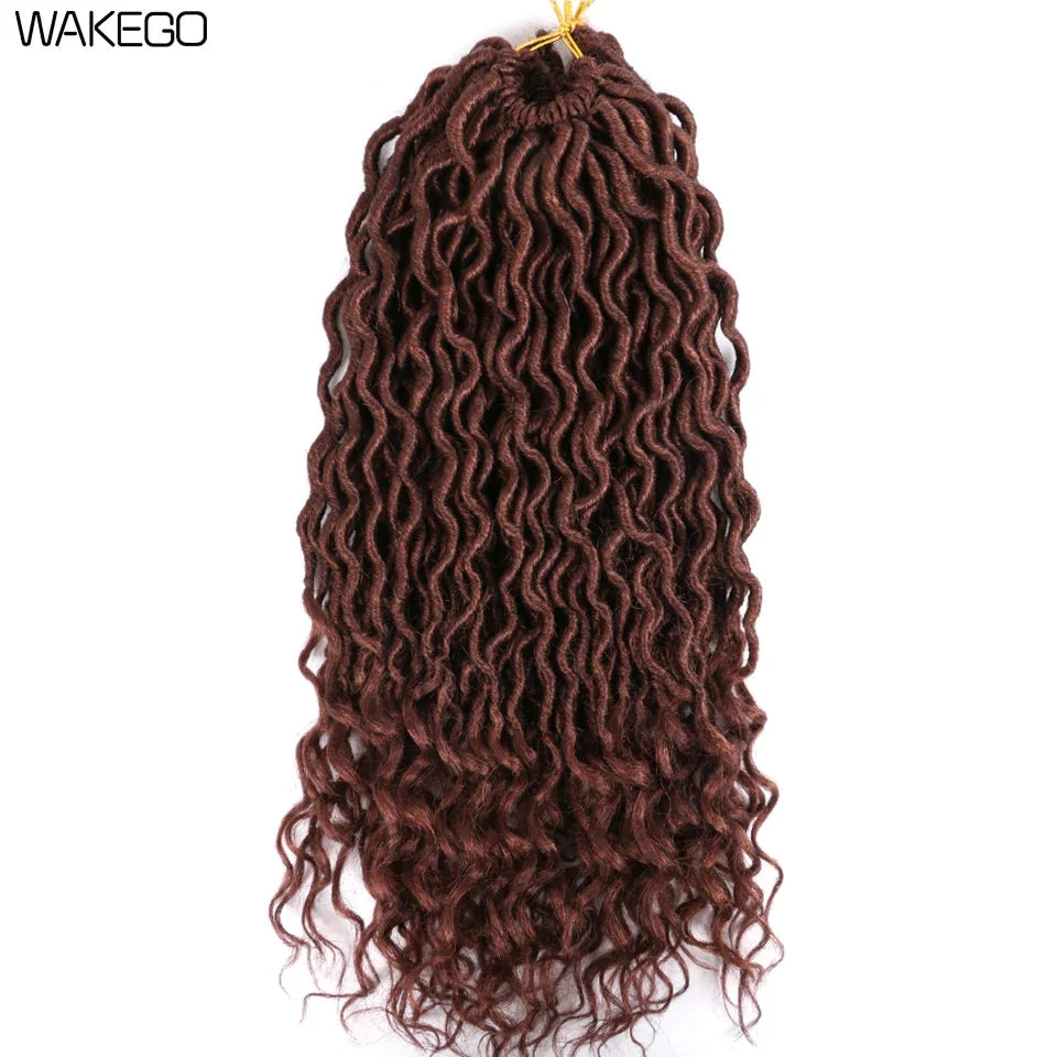 Goddess Faux Locs Crochet Hair | 18" Soft Curly Braids | Ombre Dreadlocks Extensions | 24 Strands/Pack