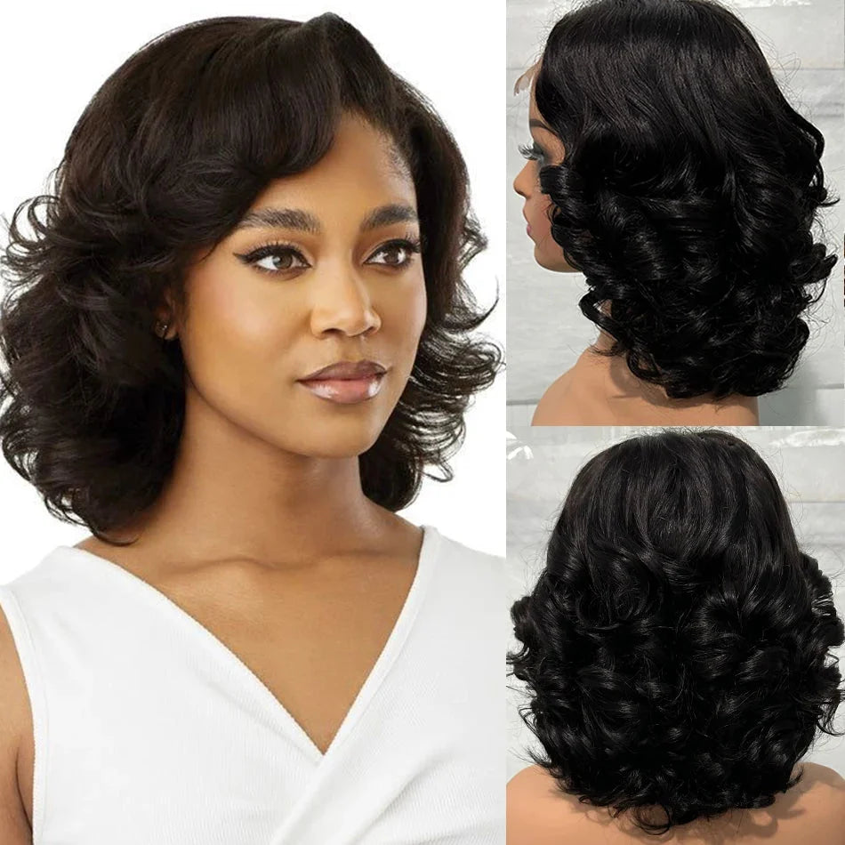 100% Human Hair Curly Bob Wigs | 5x5 HD Lace Closure, Glueless Ready to Wear