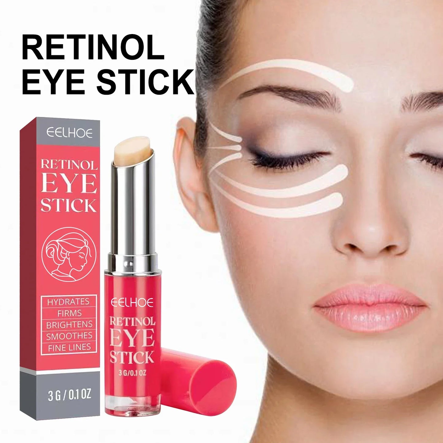 Retinol Eye Cream Stick Lightening Dark Circles Anti-Puffiness Smooth Brightening Moisturizing Firming Under Eye Treatment Care