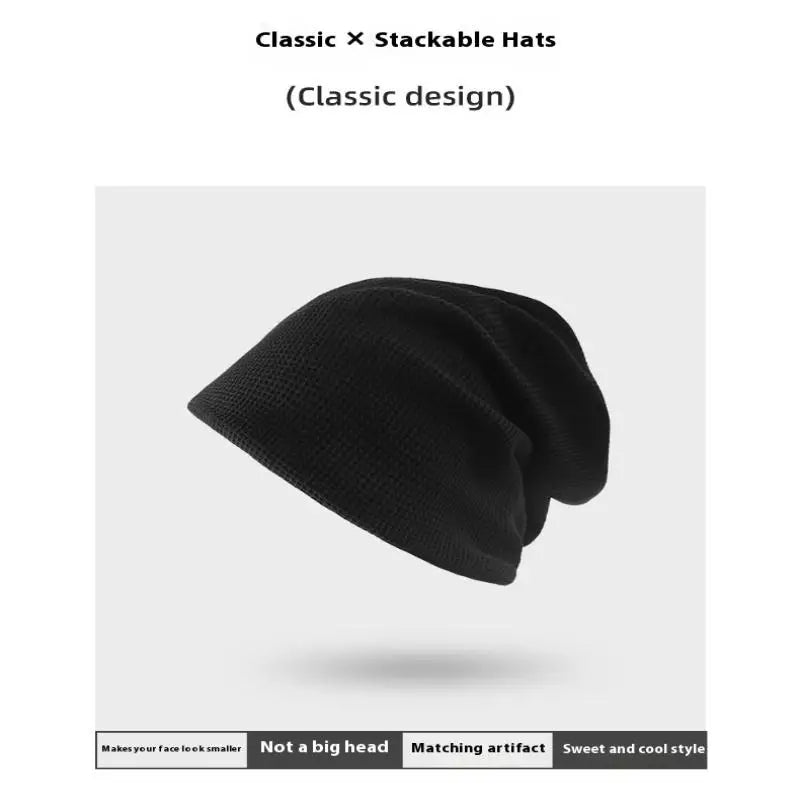 Casual Keep Warm Thin Knit Hat Cute Outdoor Cold Cap Ear Protection Warm Stack Hat For Men Women