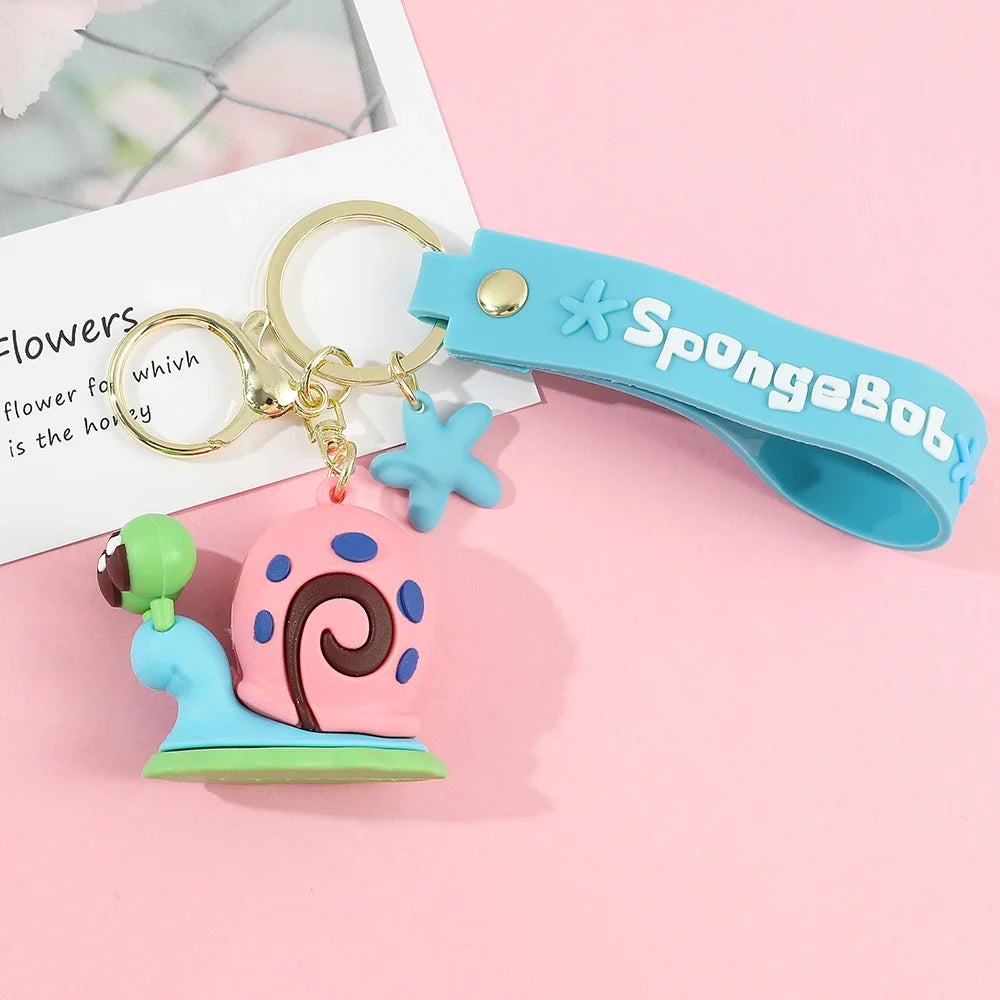 Anime Spongebob Squarepants Keychain Patrick Star Krabs Gary Sandy Kawaii Toys keychain Christmas gift bag Birthday Gift For Kid