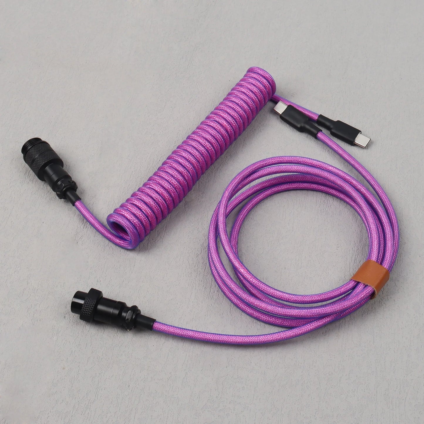 【LANO】Coiled Cable Braided Double-Sleeved Mechanical Keyboard detachable connector use Type-C to C Cable for Mechanical Keyboard