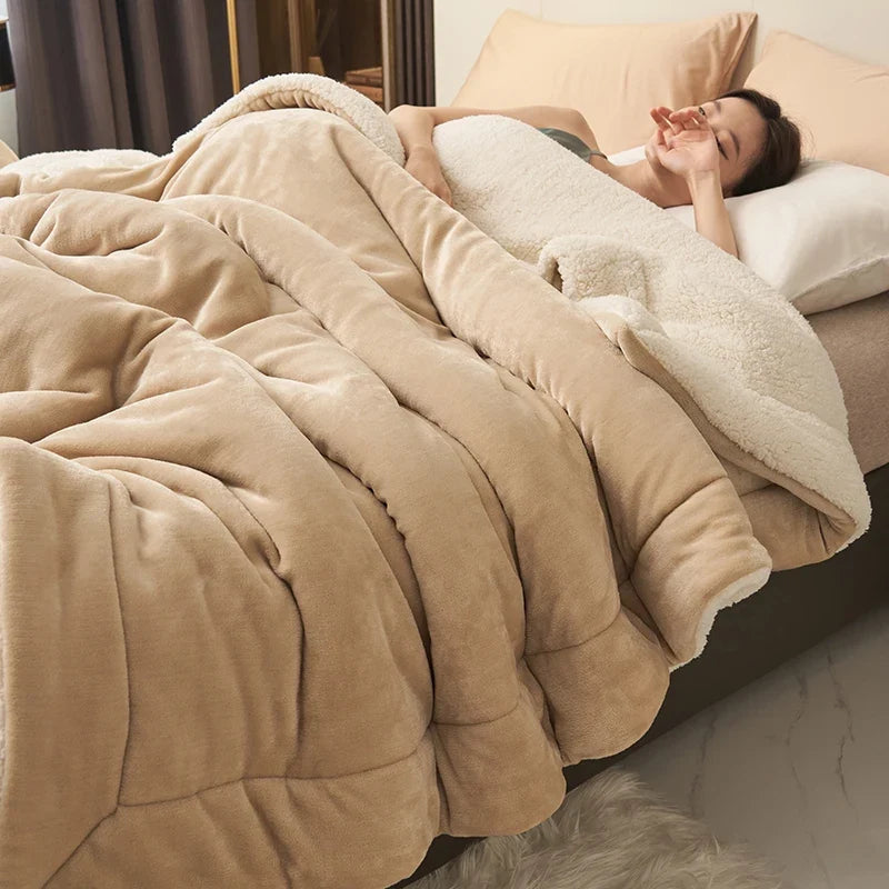 Spring Imitation Lambswool Multi-functional Blanket Queen Blankets for Bed Soft Plush Comfortable Milk Fleece Blanket for Throw