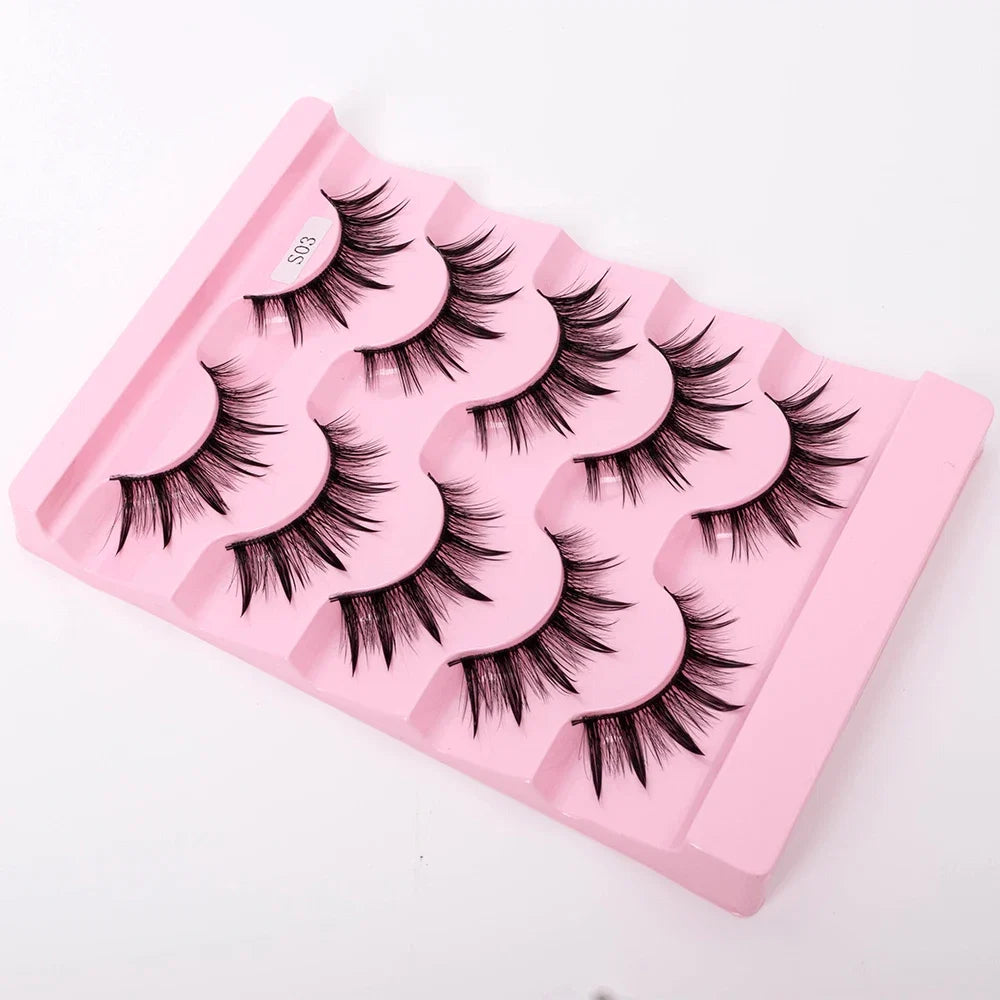 Yiernuo 1/5 Pairs Cosplay Anime Eyelashes Manga Lashes Dramatic Fairy Clusters Lashes Wet Look Lashes