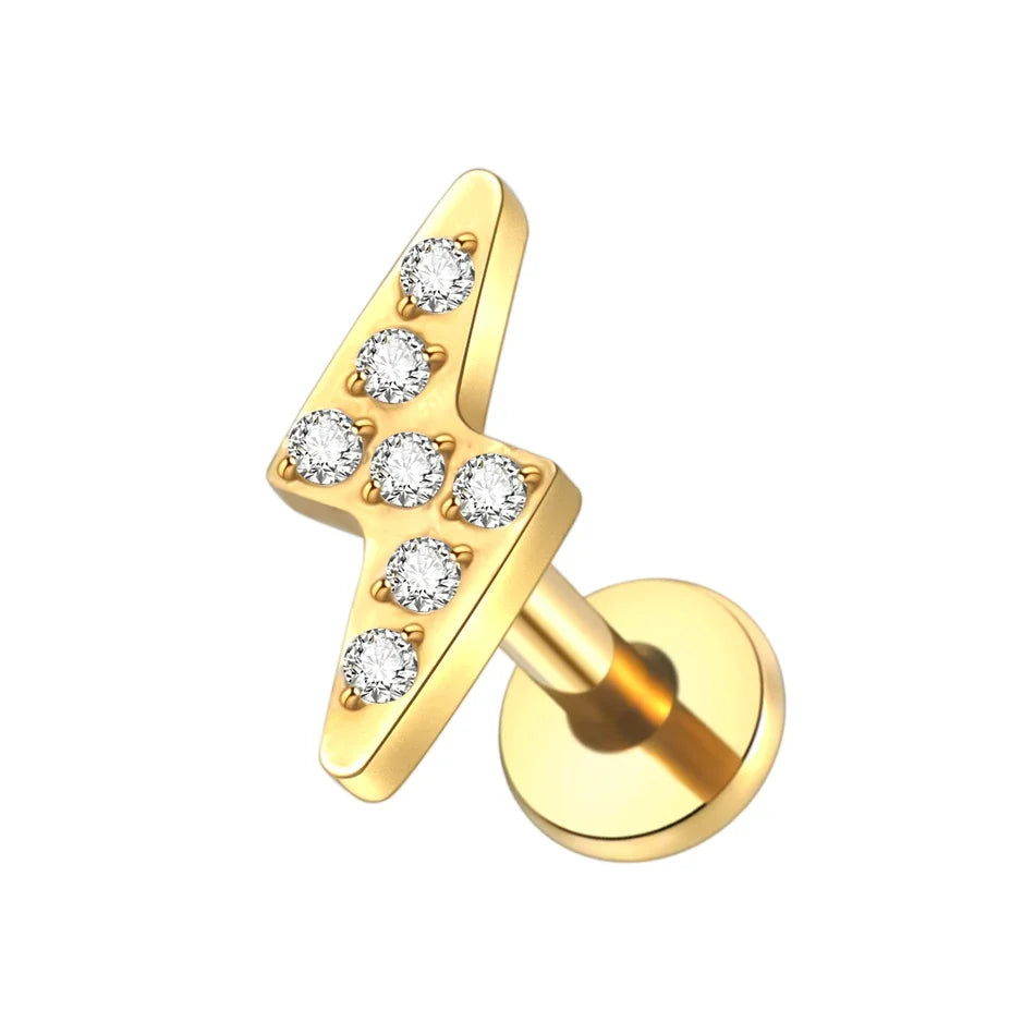 1Pc G23 Titanium Cartilage Stud Earrings for Women Lip Stud Labret Piercing Helix Daith Piercing Body Jewelry