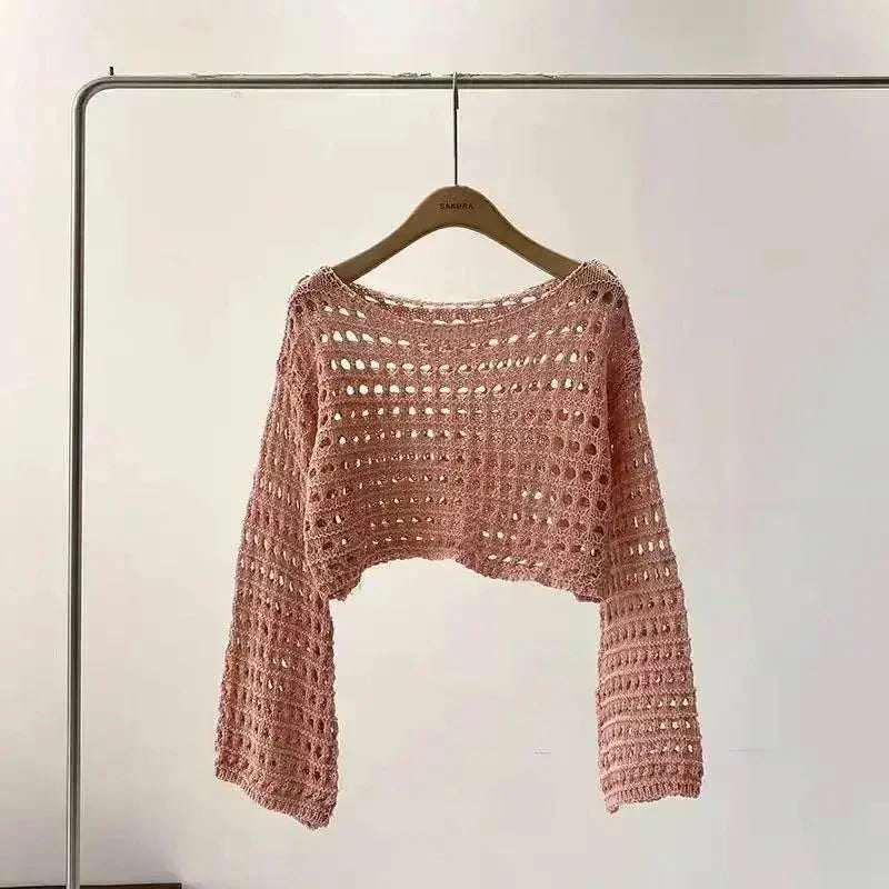 Boho Crochet Knit Crop Top for Summer Beach