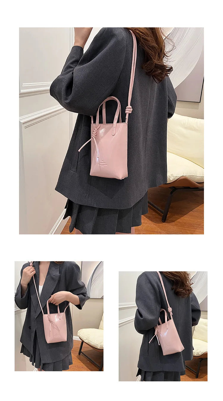 Leather Mini Crossbody Bag for Women | New Korean Fashion Luxury Shoulder Bag & Simple Retro Handbag