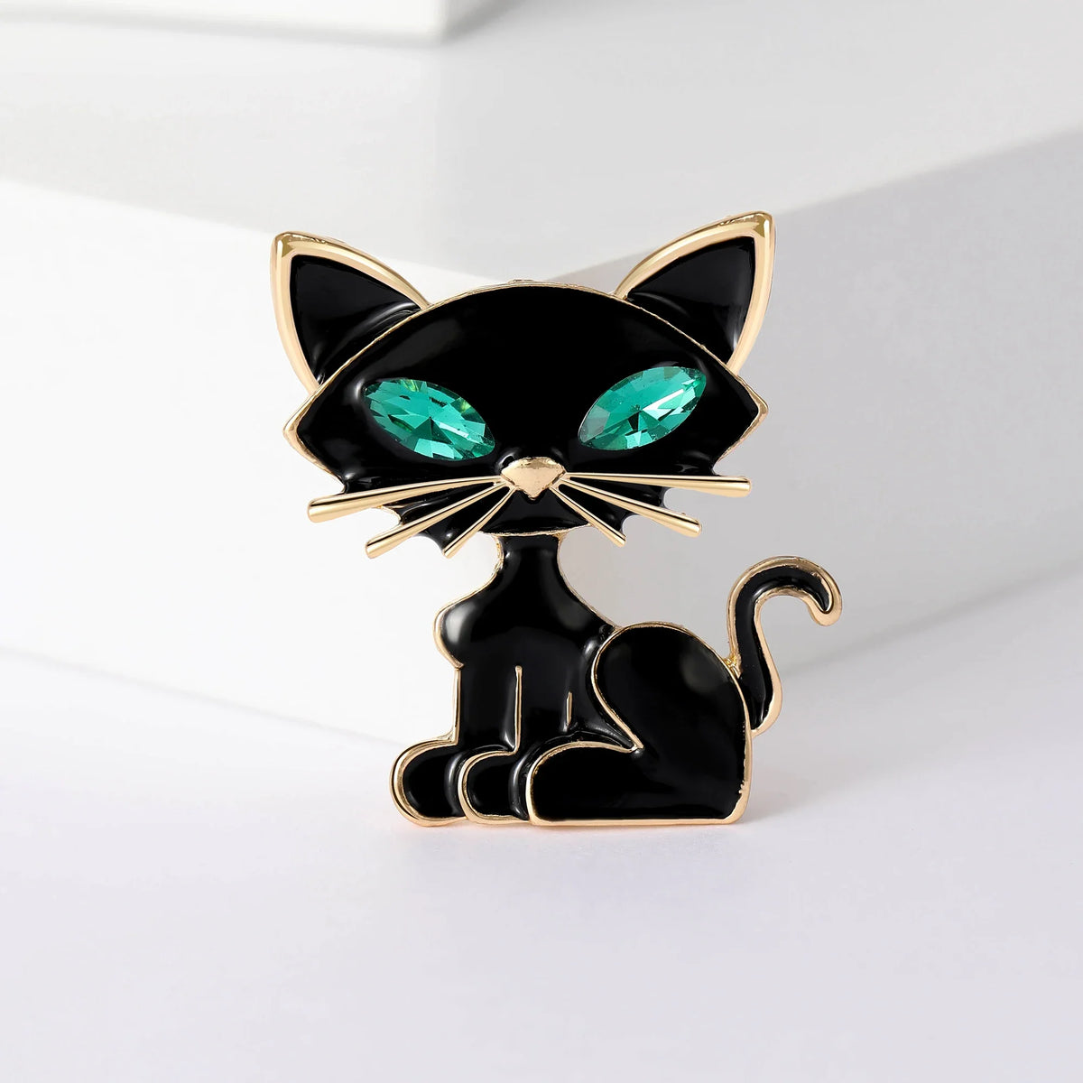 Classic Rhinestone Cat Brooches for Women Unisex Enamel Animal Pins Banquet Party Backpack Gifts Jewelry Accessories