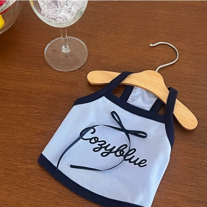 Summer Letter Printed Puppy Sling Breathable Teddy Vest Small Dog Bow T-shirt Casual Dog Clothes Pet Supplies