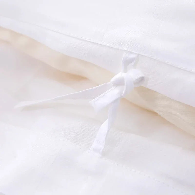 1set Luxury 100 Egypt Cotton Duvet Cover 5 Stars Hotel  Quilt Cover Pure Cotton Satin Strip Bed Line Duvet Case 2pcs Pillowcases