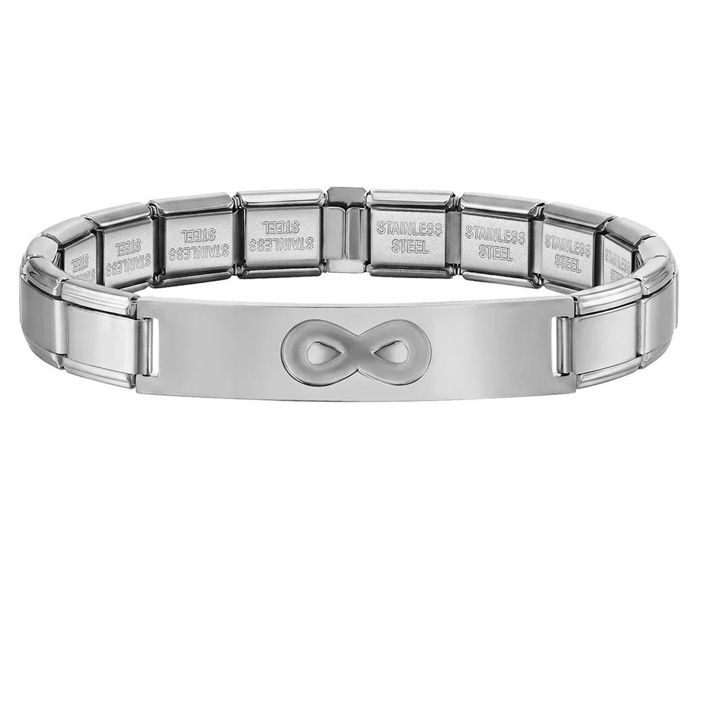 Italian Charm Link for Women Men 9mm Width Silver Gold Color Chain Stainless Steel Bracelet on Hand DIY Making Jewelry Wholesale