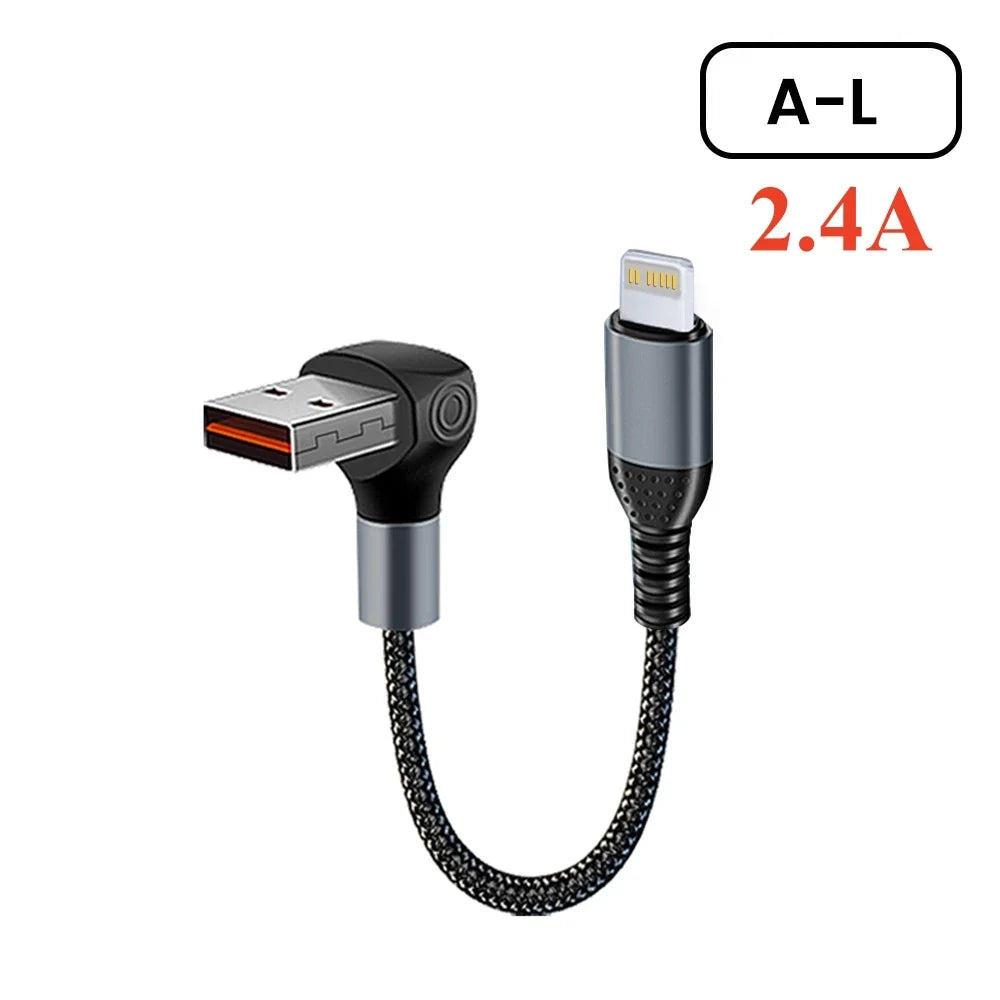 Crouch 90 Degree Short Cable USB Type C To Type C 6A 66W Fast Charge 25CM 50CM Power Bank USB C Cable For iphone Huawei Xiaomi
