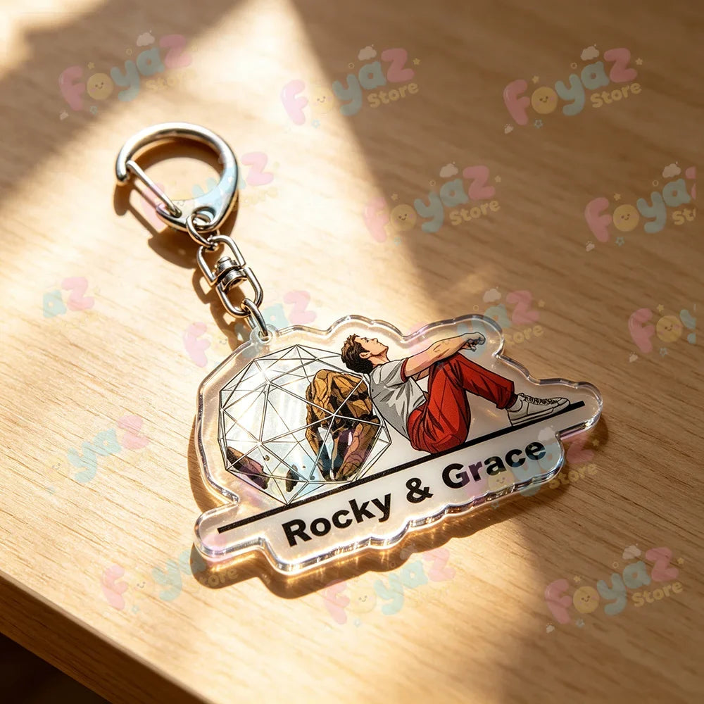 Rocky Amaze Amaze Keychains for Accessories Bag Charm Project Hail Mary Mission Crest Keyrings Jewelry Fans Gifts