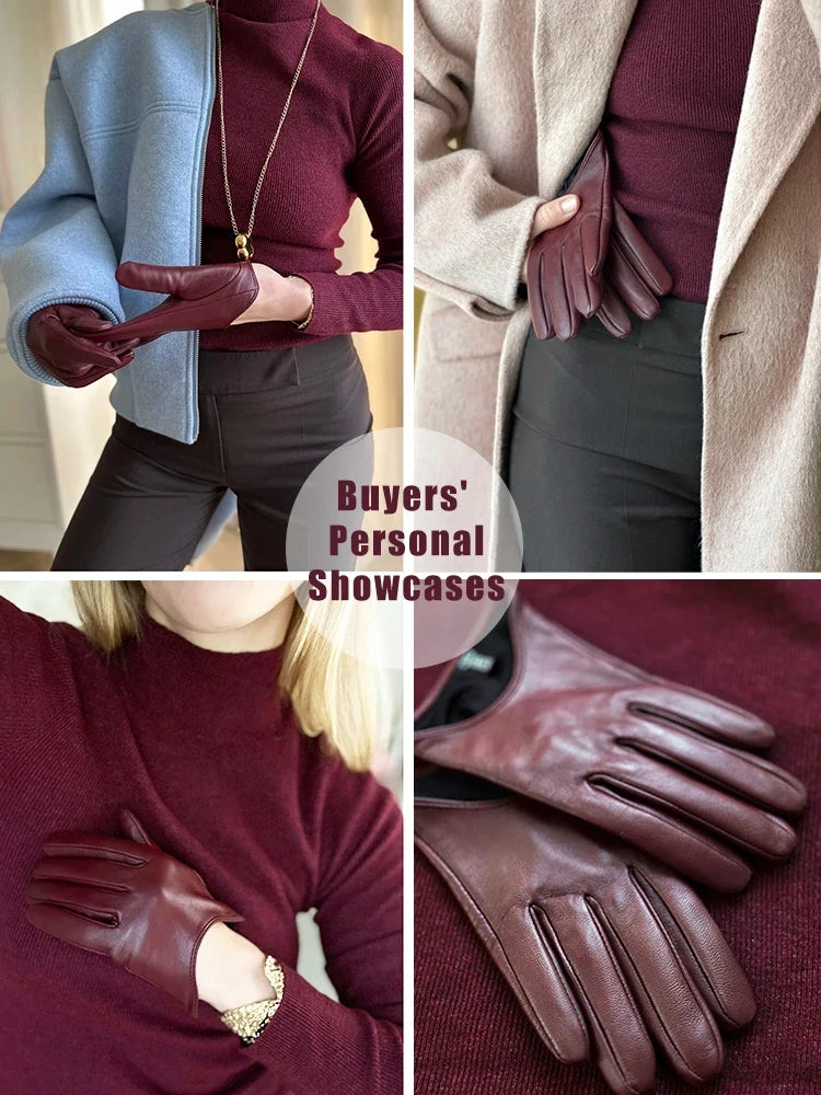 Fashion color Apparel Accessories women's leather gloves,comfortable short Women mitten,warm winter gloves women-2001