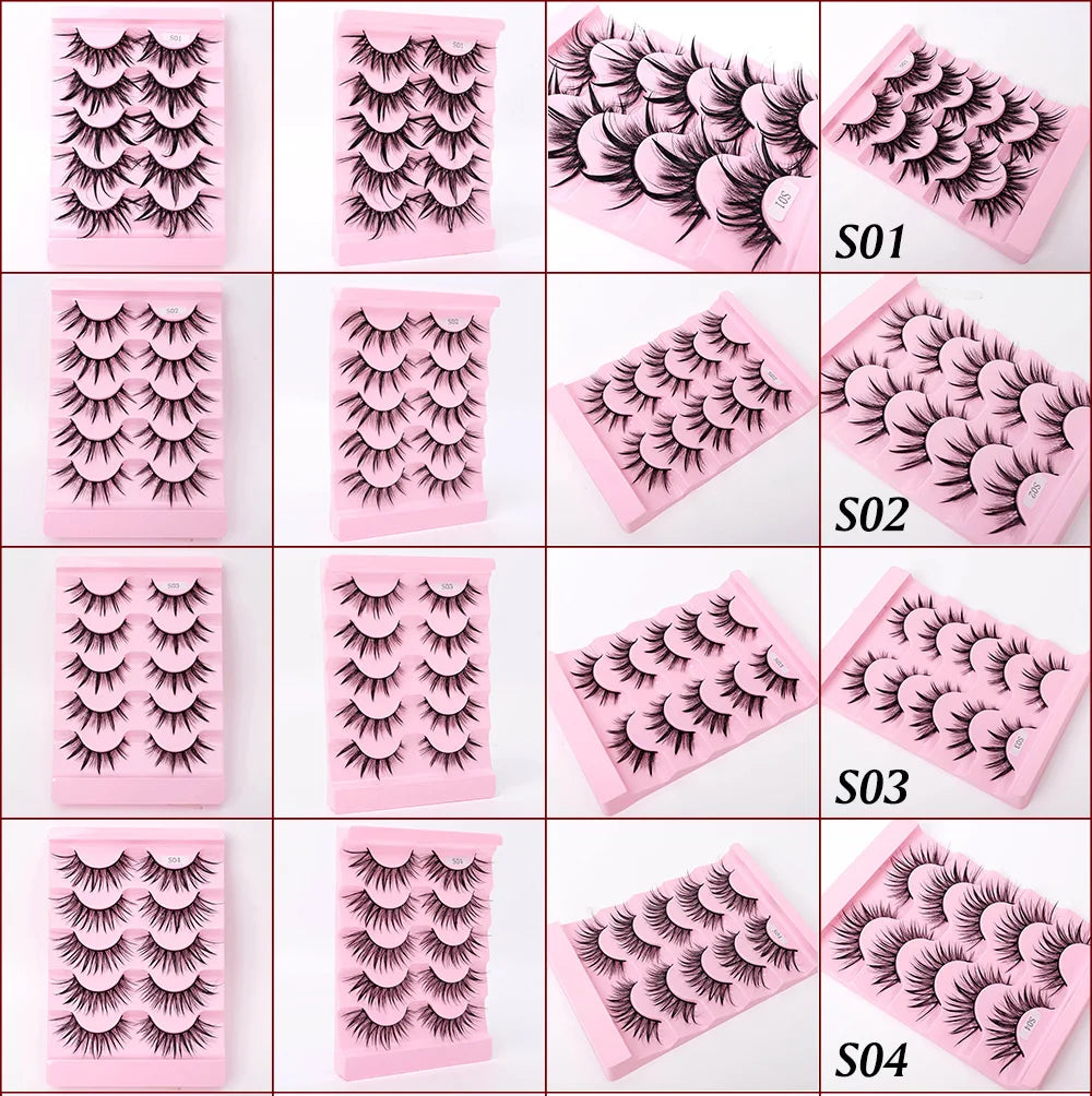 Yiernuo 1/5 Pairs Cosplay Anime Eyelashes Manga Lashes Dramatic Fairy Clusters Lashes Wet Look Lashes