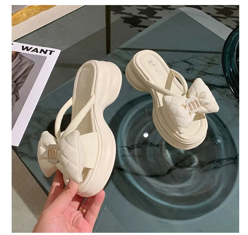 2024 summer New Fashion Women Shoes Slippers Comfortable Platform Shoe High Heels Leisure flower outdoor beach Slipper Women