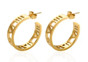 Shiny Zircon Hoop Earrings for Women Trendy Golden Stainless Steel Circle Earring Jewelry Pendientes
