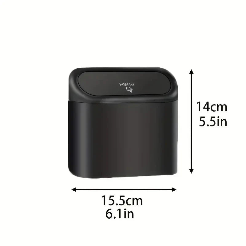 The covered car trash can contains 3 black garbage bags. The small car trash can is leak proof and miniature