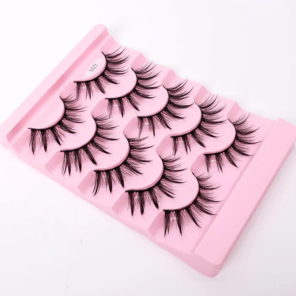 Yiernuo 1/5 Pairs Cosplay Anime Eyelashes Manga Lashes Dramatic Fairy Clusters Lashes Wet Look Lashes