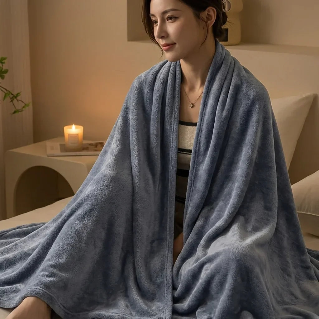 Solid Flannel Multifunctional Throw Blanket – Ultra Soft Skin-Friendly, Warm & Cozy, Perfect for Living Room, Bedroom, Office, All Season, Machine Washable Easy Care