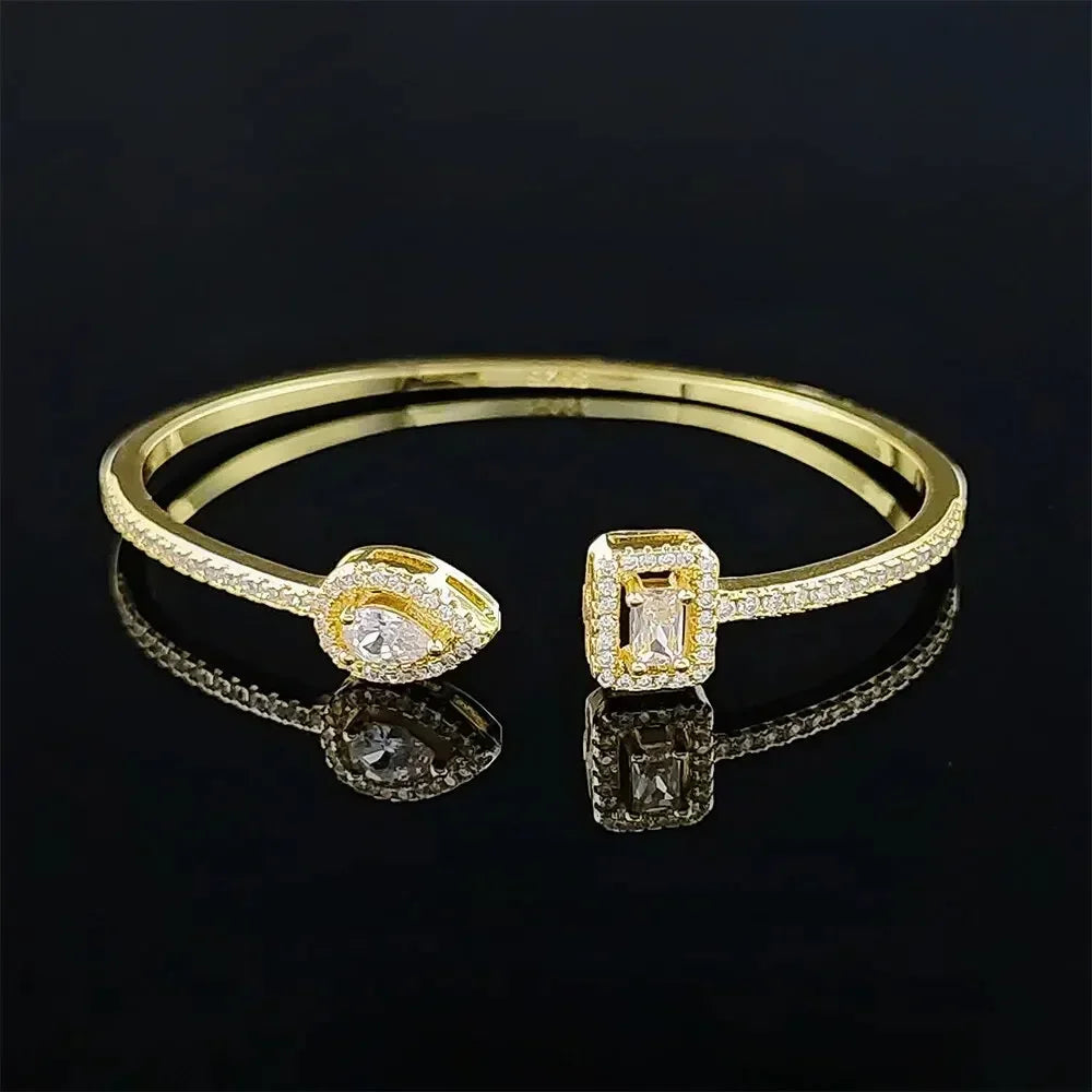 Trendy Snake Punk Pear Shape Silver Color on Hand Adjustable Open Bangle for Women Anniversary Gift Jewelry Wholesale S5214bb