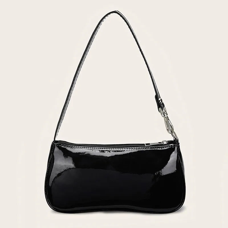 Retro Solid Color PU Leather Shoulder Bag | Fashionable Women's Casual Designer Hobo Underarm Handbag (Baguette Shape, All Seasons)