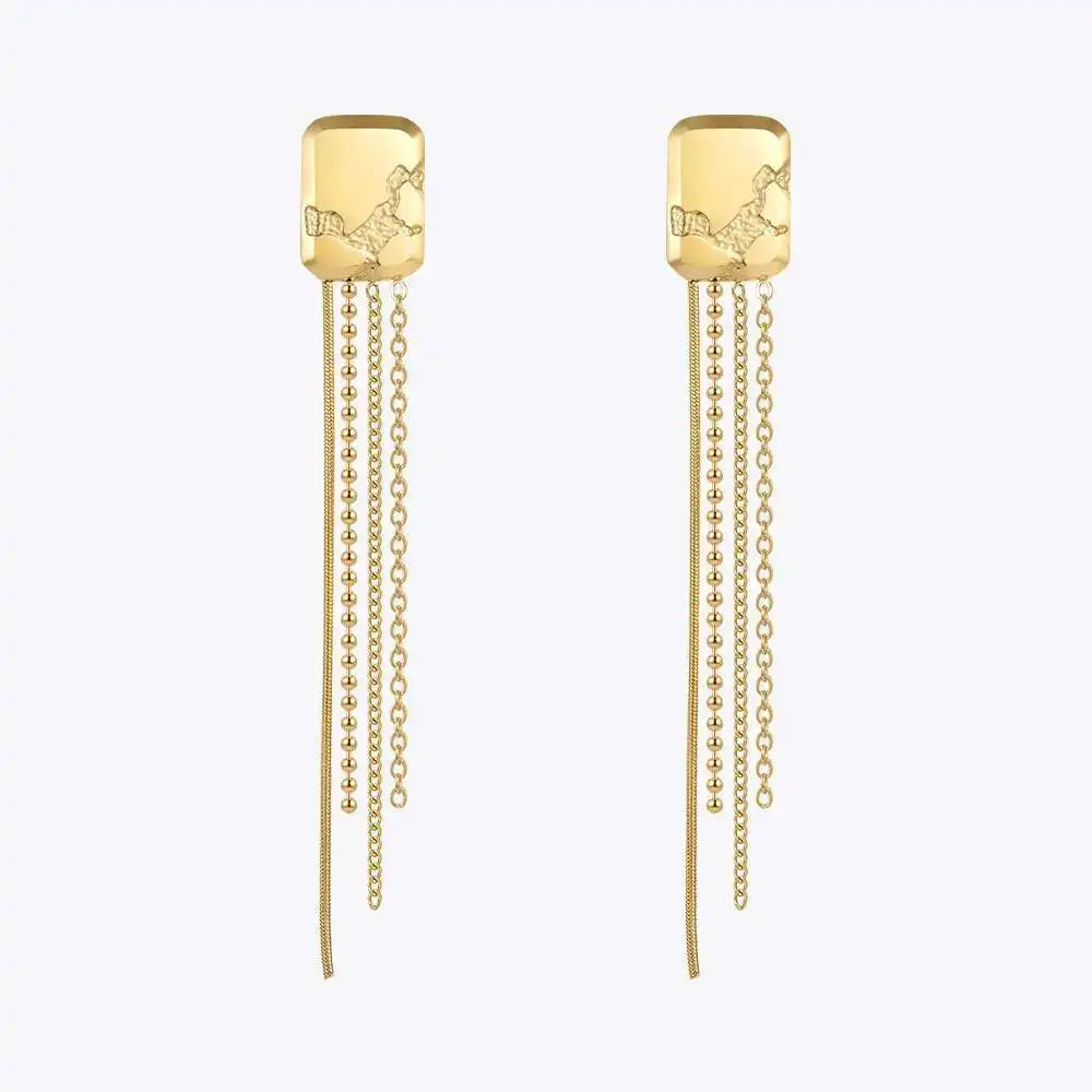 ENFASHION Simple Stainless Steel Gold Color Drop Earrings Chain Tassel Earring Pendientes Mujer Fashion Jewelry Party E221354